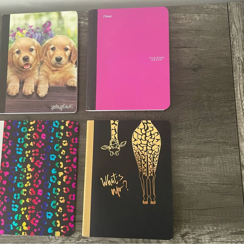 NWT Assorted Lot of Lined School Notebooks Puppies, Animal Print, Giraffe, Etc.